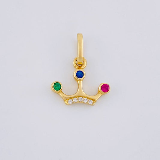 Dije Corona 3 Puntas 0.8 g / 1/2 in Oro Amarillo 18K