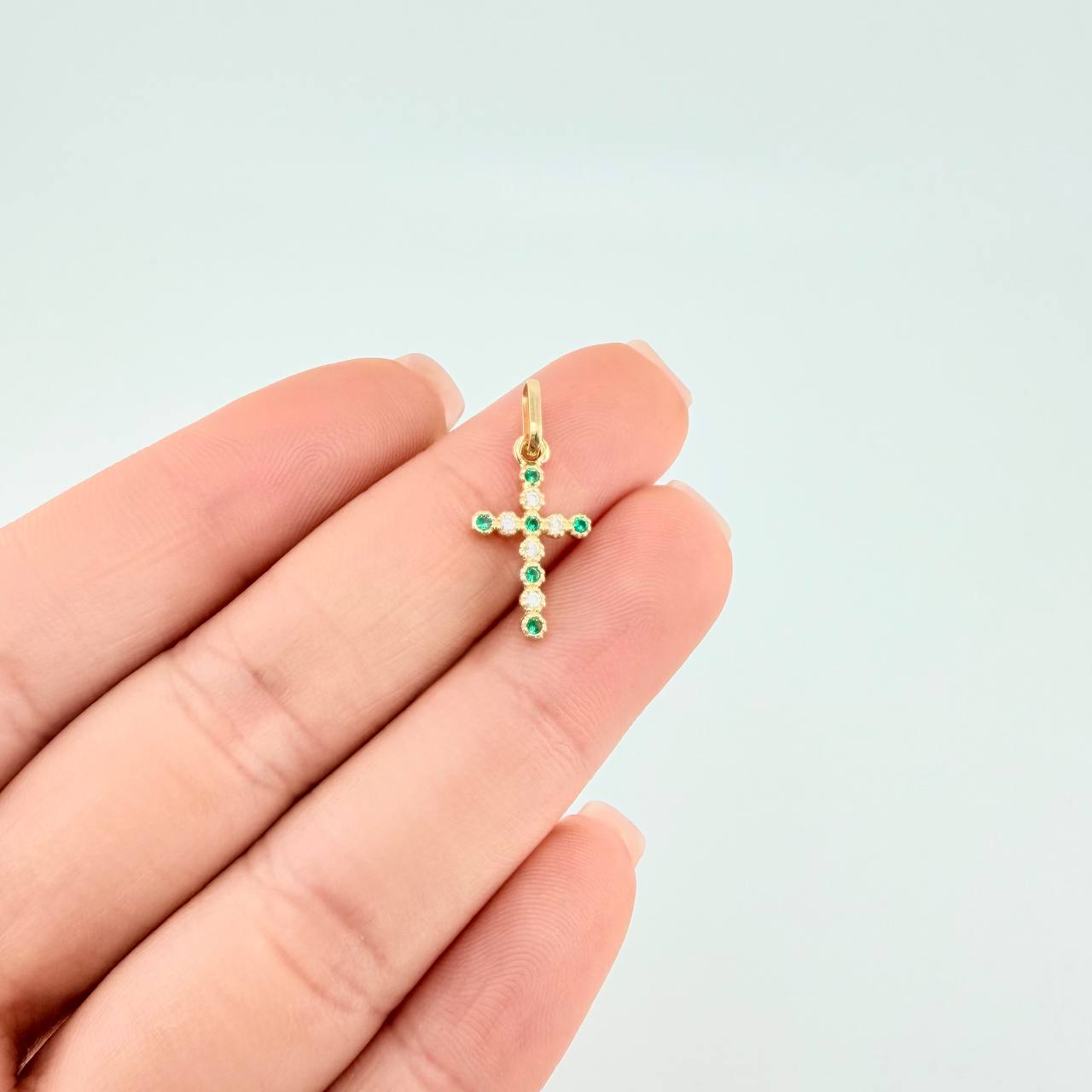 Pendant Dense Cross 0.7 g / 3/4 in Yellow Gold 18K