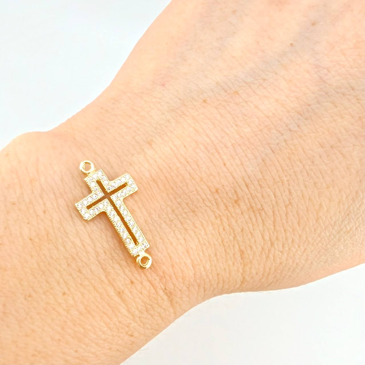 Herraje Cruz Tupida 1.6 g / 1 in Oro Amarillo 18K