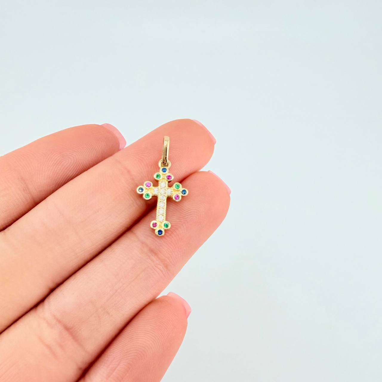 Dije Cruz Tupida 1.05 g / 3/4 in Oro Amarillo 18K