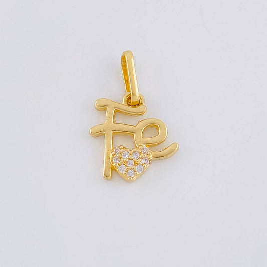 Dije Fe Corazon Tupido 1.2 g / 3/4 in Oro Amarillo 18K