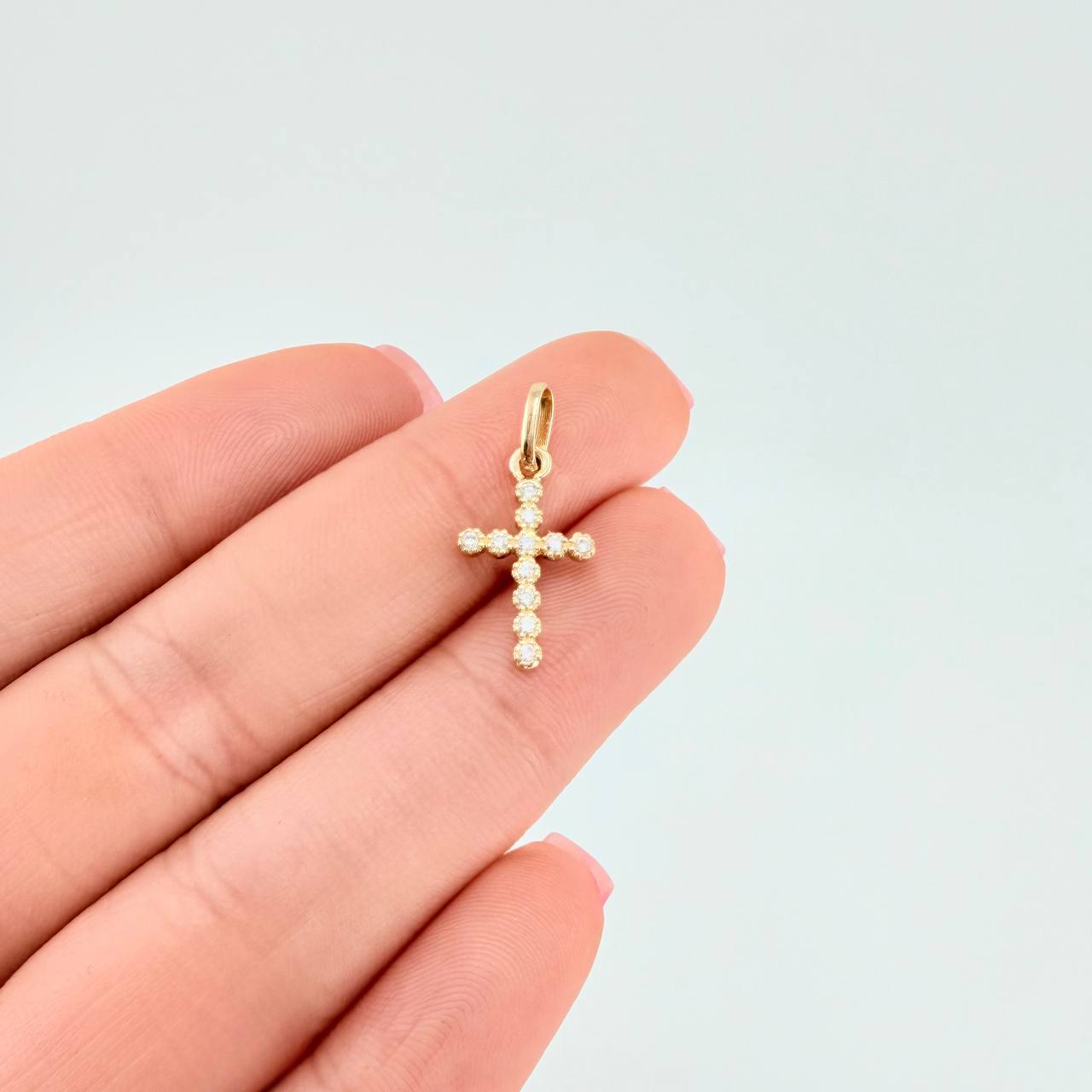 Dije Cruz Tupida 0.7 g / 3/4 in Oro Amarillo 18K
