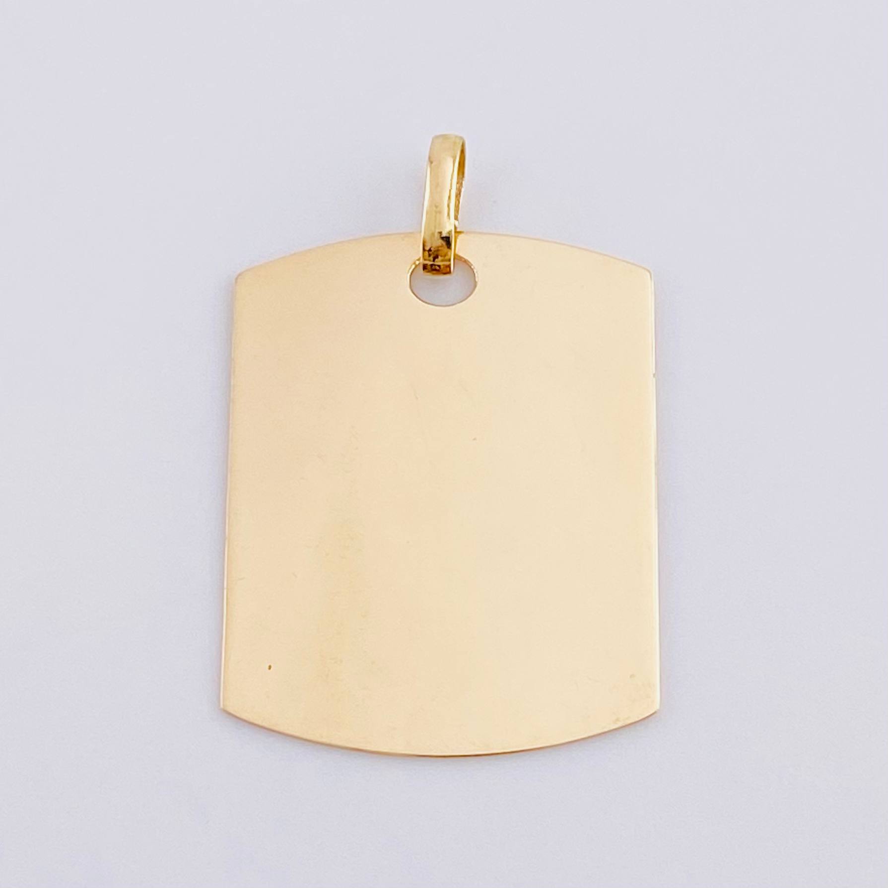 Dije Placa Rectangular Ovalada 1.85 g / 1 in Oro Amarillo 18K