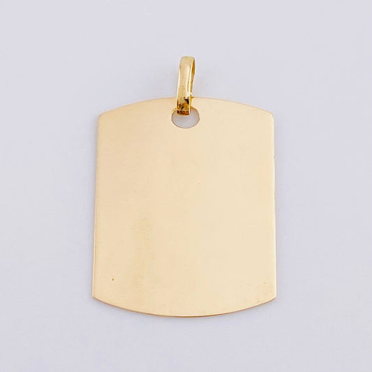 Dije Placa Rectangular Ovalada 1.85 g / 1 in Oro Amarillo 18K