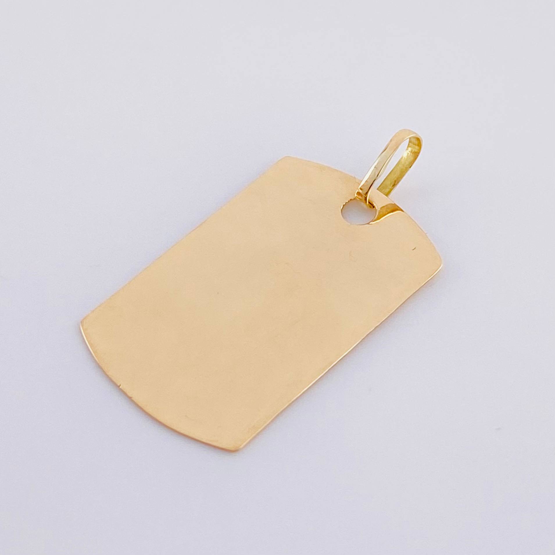Dije Placa Rectangular Ovalada 1.5 g / 1 1/2 in Oro Amarillo 18K