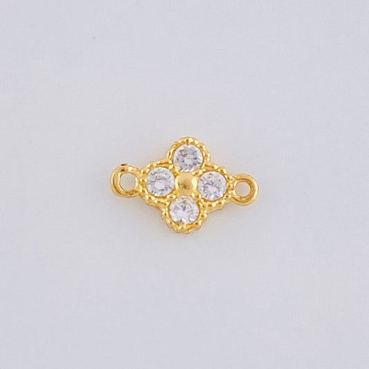 Charm Flower Clover Four Leaves 0.45 g / 1/2 in Yellow Gold 18K