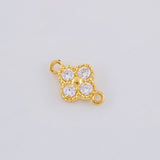 Charm Flower Clover Four Leaves 0.4 g / 1/2 in Yellow Gold 18K