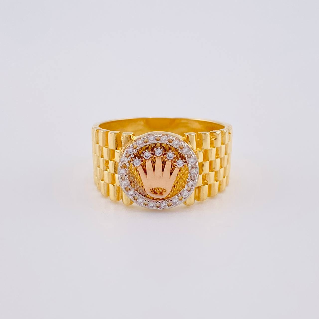 Mesh Band Crown Ring 4.75 g / T7 Two-Tone Yellow Rose Gold 18K