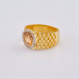 Ring with Mesh Band Crown 4.9 g / T6 1/2 Two Yellow Rose Gold 18K