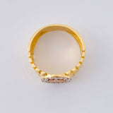 Ring with Mesh Band Crown 4.9 g / T6 1/2 Two Yellow Rose Gold 18K