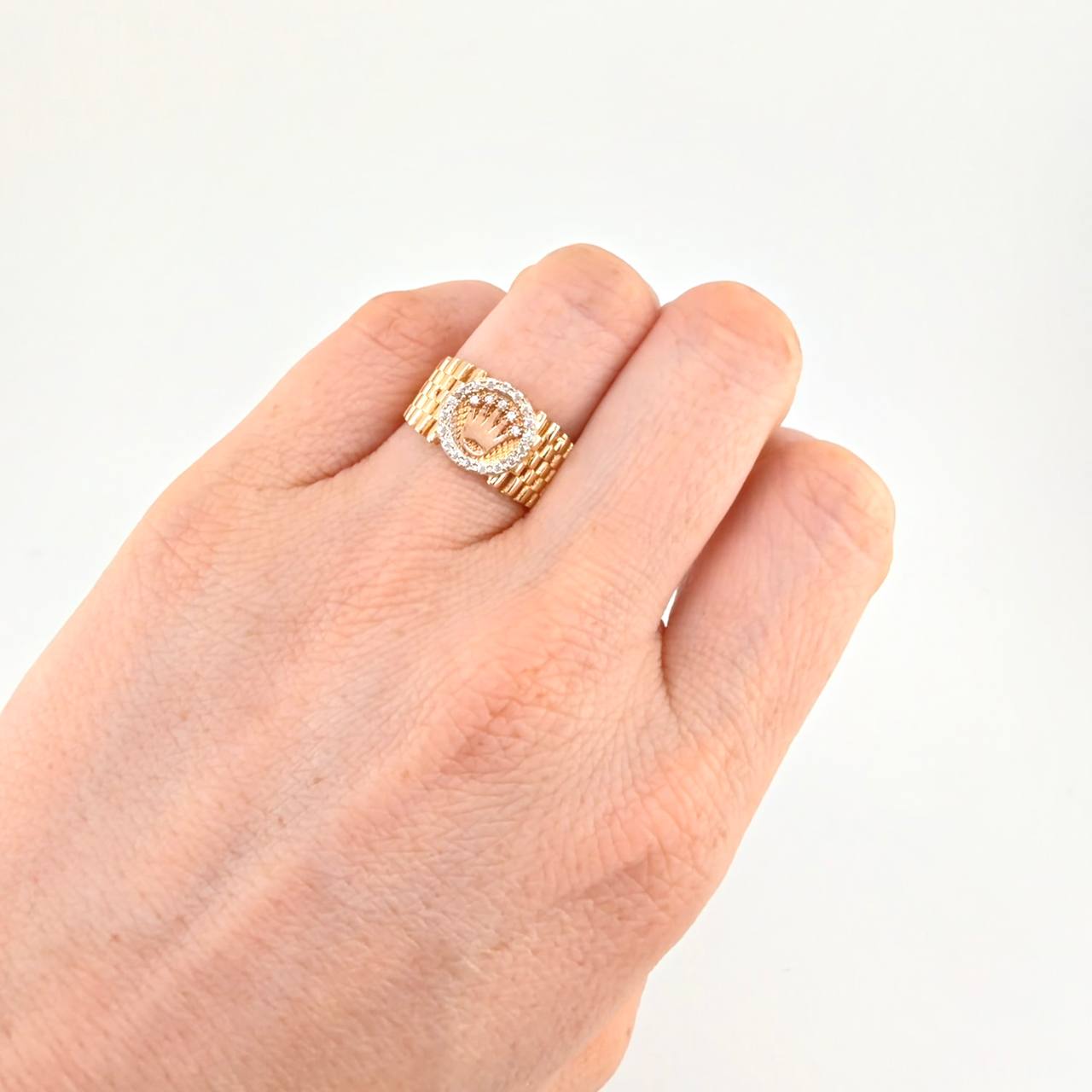 Mesh Band Crown Ring 4.75 g / T7 Two-Tone Yellow Rose Gold 18K