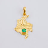 Pendant Map of Colombia Emerald 12 Pts 1 g / 1 1/2 in Yellow Gold 18K