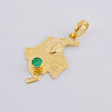 Pendant Map of Colombia Emerald 12 Pts 1 g / 1 1/2 in Yellow Gold 18K