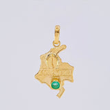Pendant Map of Colombia Emerald 12Pts 1.05 g / 1 1/2 in Yellow Gold 18K