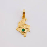 Dije Mapa Colombia Esmeralda 6Pts 0.4 g / 1 in Oro Amarillo 18K
