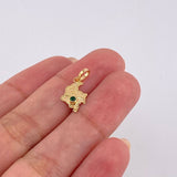 Pendant Map of Colombia Emerald 6Pts 0.45 g / 1 in Yellow Gold 18K