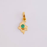 Pendant Map of Colombia Emerald 3Pts 0.25 g / 3/4 in Yellow Gold 18K
