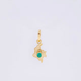 Pendant Map of Colombia Emerald 3Pts 0.25 g / 3/4 in Yellow Gold 18K