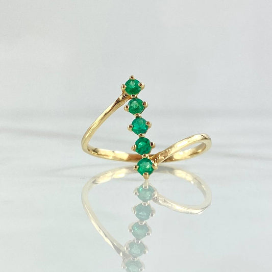 Vertical Star Ring 1.5gr / T8 / Emeralds 25 Pts 18K Yellow Gold (Jewel)