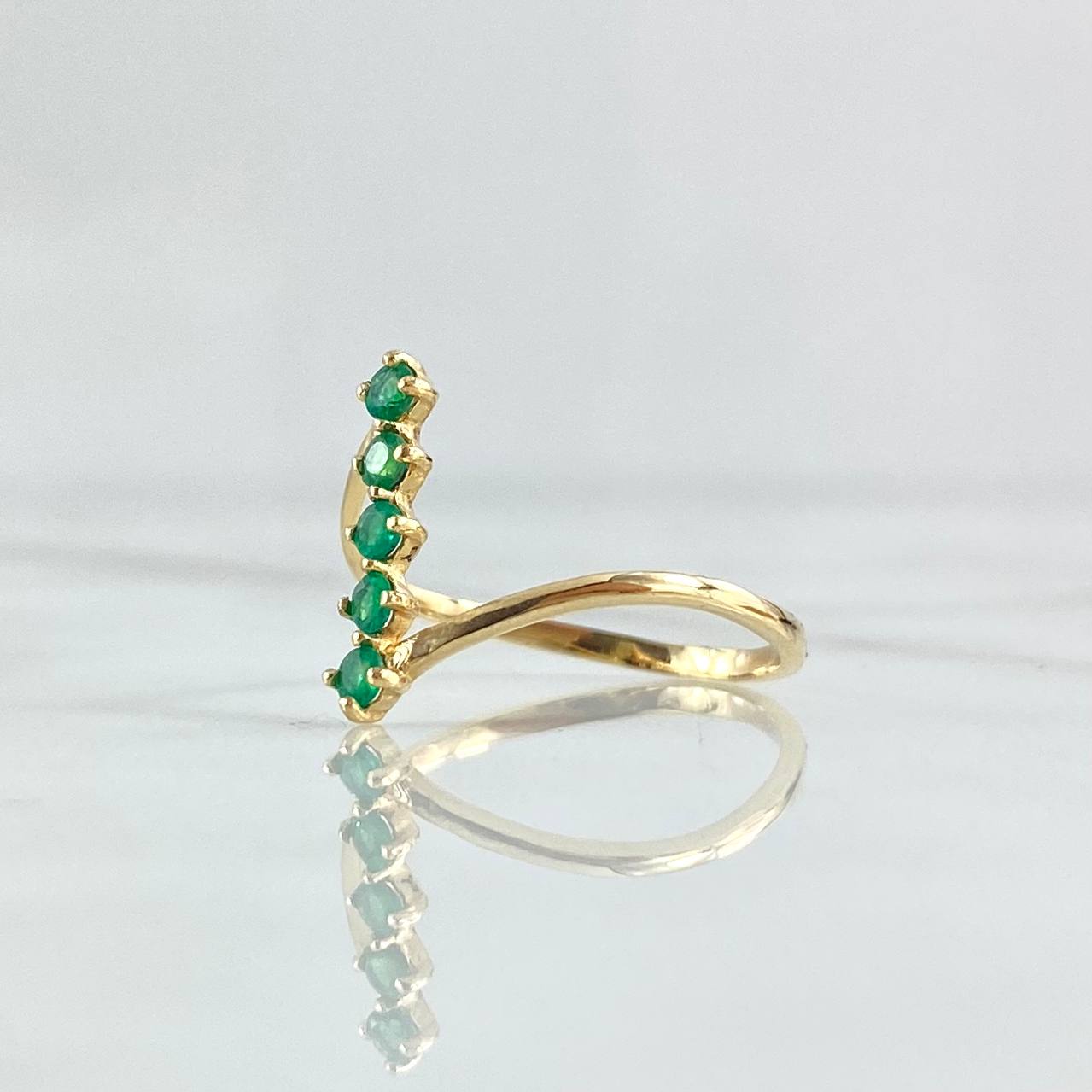 Vertical Star Ring 1.55gr / T8 / Emeralds 20pts 18K Yellow Gold (Jewel) *