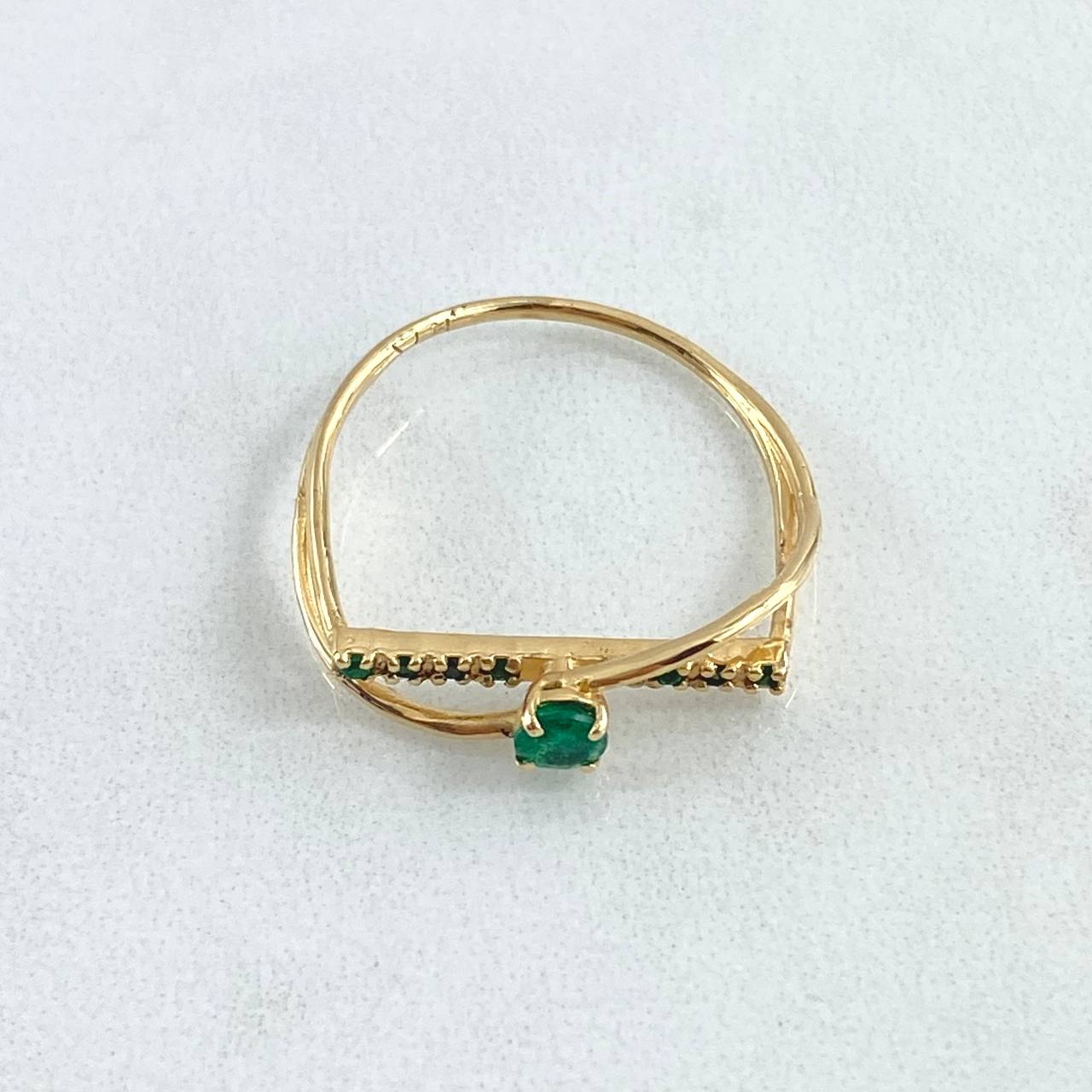 Violin Eco Ring 1.95gr / Size 8 1/4 / Emeralds 15 Pts 18K Yellow Gold (Jewel)