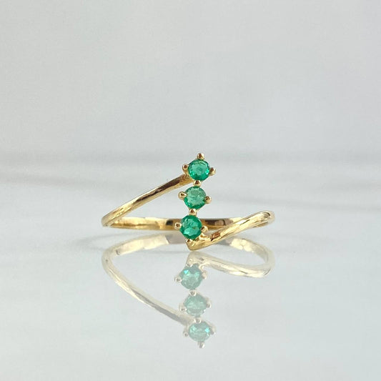 Trio Vertical Ring 1.3gr / T7 / Emeralds 15 Pts 18K Yellow Gold (Jewel)
