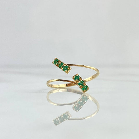 Trio Double Hug Ring 1.45gr / Size 8 3/4 / Emeralds 10 Pts 18K Yellow Gold (Jewel)