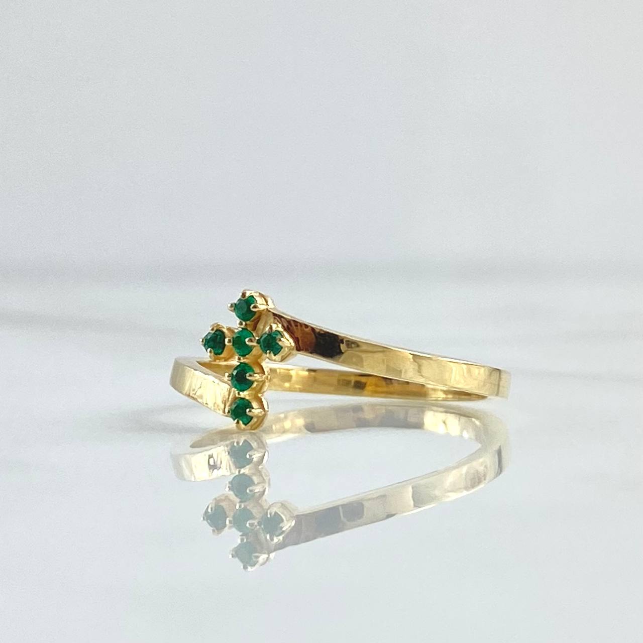 Cross Ring 2.25gr / Size 7 1/2 / Emeralds 8 Pts 18K Yellow Gold (Jewel)