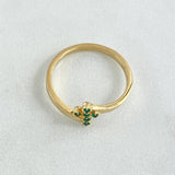 Cross Ring 2.25gr / Size 7 1/2 / Emeralds 8 Pts 18K Yellow Gold (Jewel)
