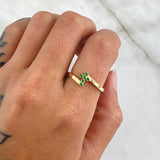 Cross Ring 2.25gr / Size 7 1/2 / Emeralds 8 Pts 18K Yellow Gold (Jewel)