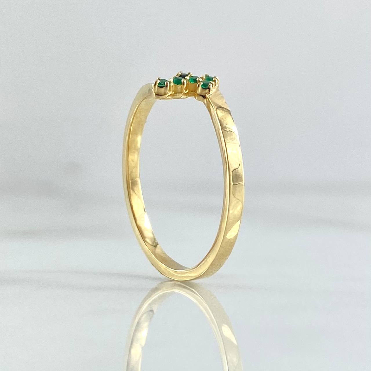 Cross Ring 2.25gr / Size 7 1/2 / Emeralds 8 Pts 18K Yellow Gold (Jewel)