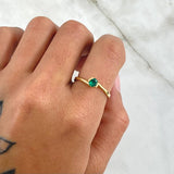 Solitaire Ring Solitaire 2.3gr / Size 7 / Emeralds 28 Pts 18K Yellow Gold (Jewel)
