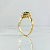 Ring Solitaire Dense Circular Halo 3.85gr / Size 6 1/4 / White Zircons - 18K Yellow Gold Green