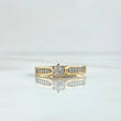 Solitaire Ring Double Embedded Line 3.2gr / Size 7 1/4 / White Zircons 18K Yellow Gold