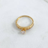 Ring Solitaire Churumbela Hearts 2.25gr / Size 6 1/4 / White Zircons 18K Yellow Gold