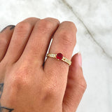 Baroque Solitaire Ring 2.8gr / Size 5 3/4 / White Zircons - 18K Yellow Rose Gold