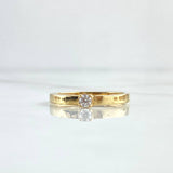 Smooth Straight Solitaire Ring 1.95gr / Size 7 3/4 / White Zircon Yellow Gold 18K
