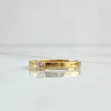 Smooth Straight Solitaire Ring 1.95gr / Size 7 3/4 / White Zircon Yellow Gold 18K