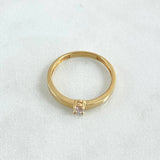 Smooth Straight Solitaire Ring 1.95gr / Size 7 3/4 / White Zircon Yellow Gold 18K