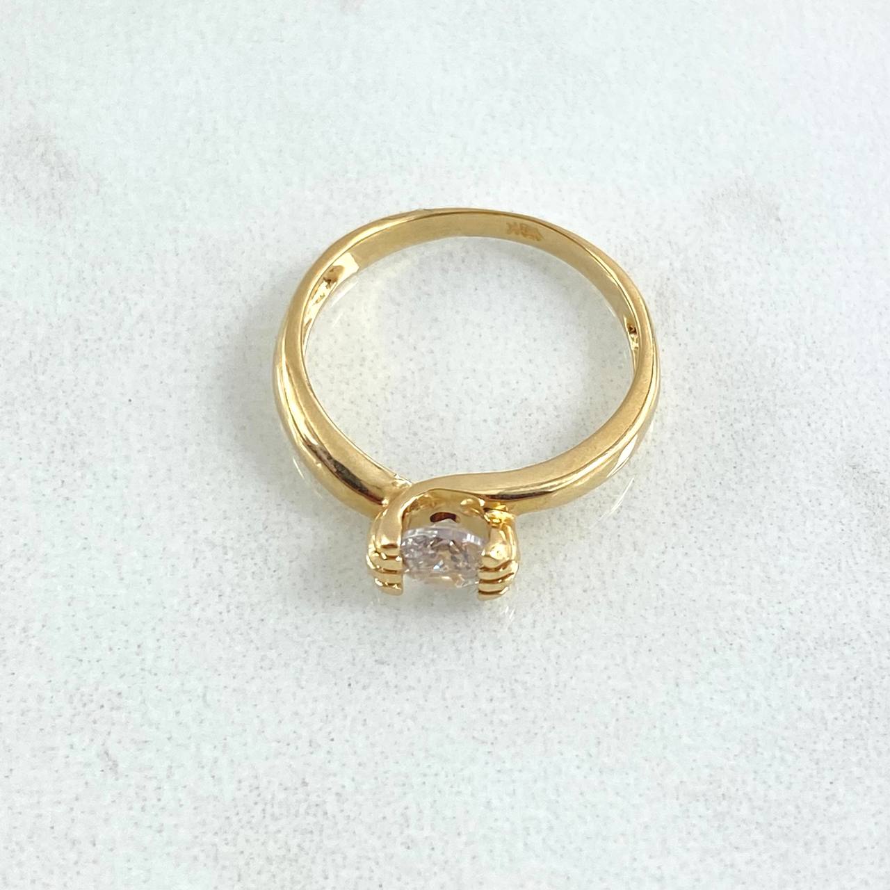 Solitaire Ring Dragon 2.45gr / Size 5 / White Zircon 18K Yellow Gold
