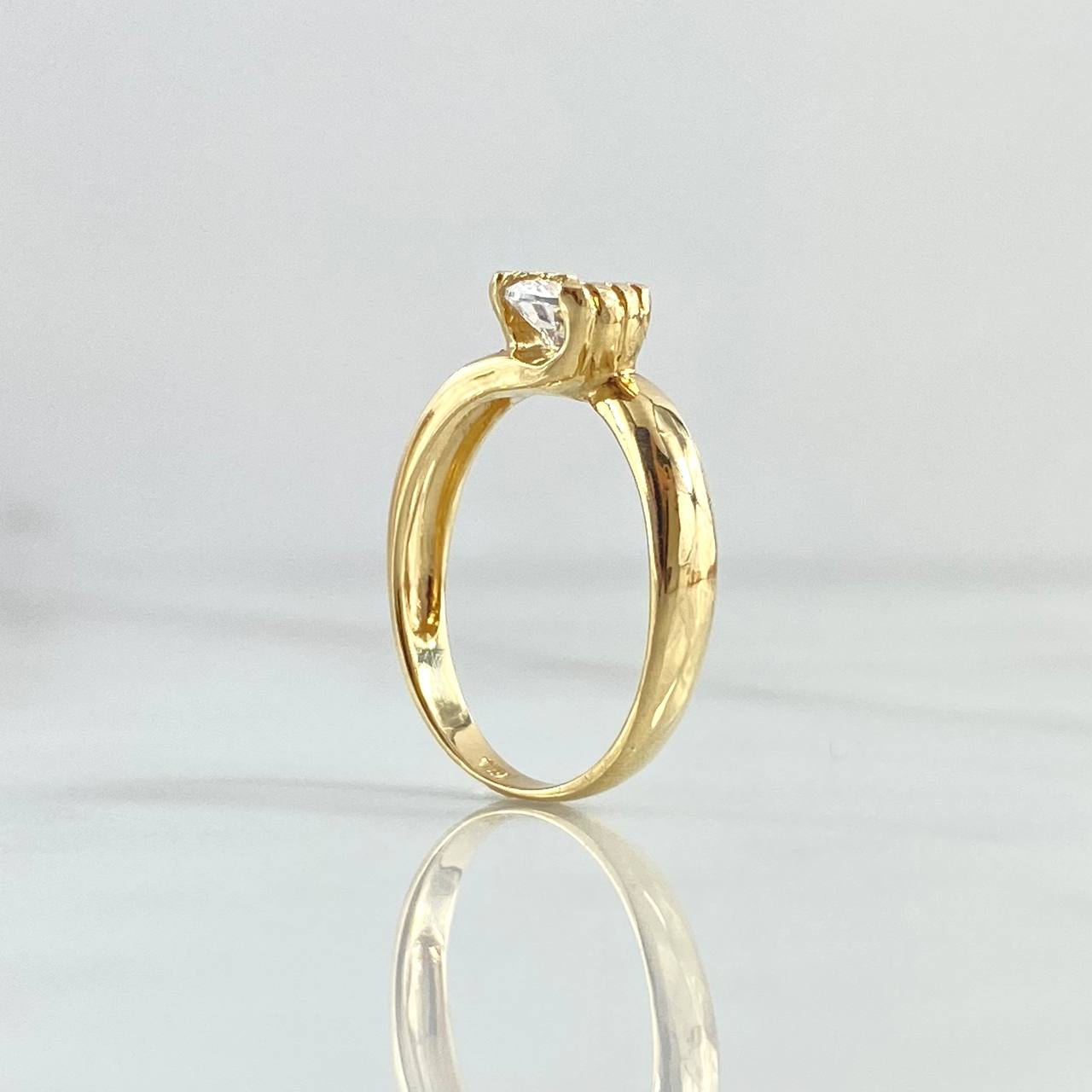 Solitaire Ring Dragon 2.45gr / Size 5 / White Zircon 18K Yellow Gold