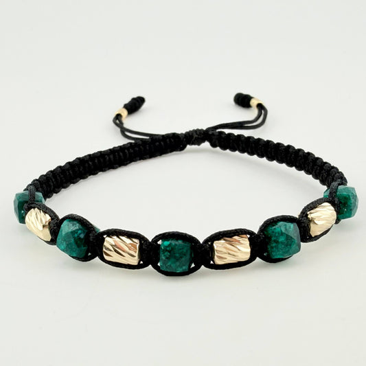 Pulsera Negra Morralla Cubica 5mm Cilindros 6und / Oro Amarillo 18K ©