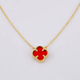 Cadena Aro Seguido Trebol Rojo 2.65gr / 16 1/4 in / 1mm Oro Amarillo Nac.Esp. 18K *