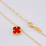 Cadena Aro Seguido Trebol Rojo 2.65gr / 16 1/4 in / 1mm Oro Amarillo Nac.Esp. 18K *