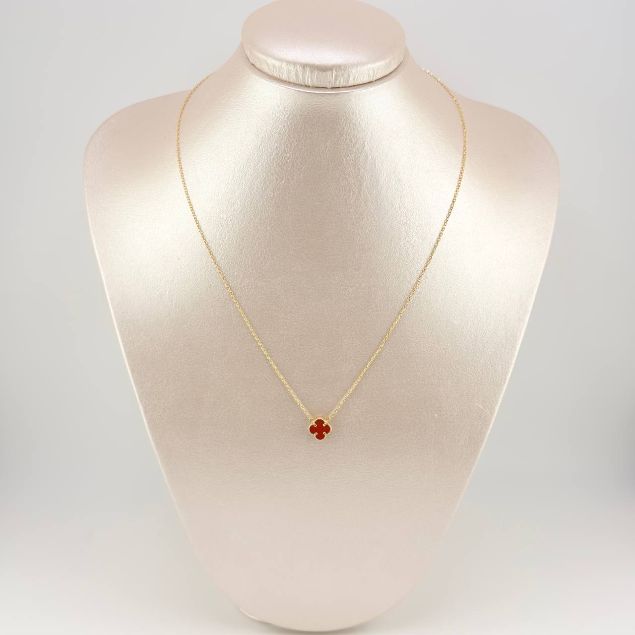 Cadena Aro Seguido Trebol Rojo 2.65gr / 16 1/4 in / 1mm Oro Amarillo Nac.Esp. 18K *