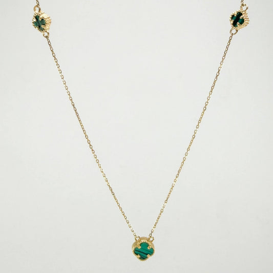 Cadena Aro Seguido Trebol Verde 3gr / 18 1/4 in / 0.9mm Oro Amarillo Nac.Esp. 18K ©
