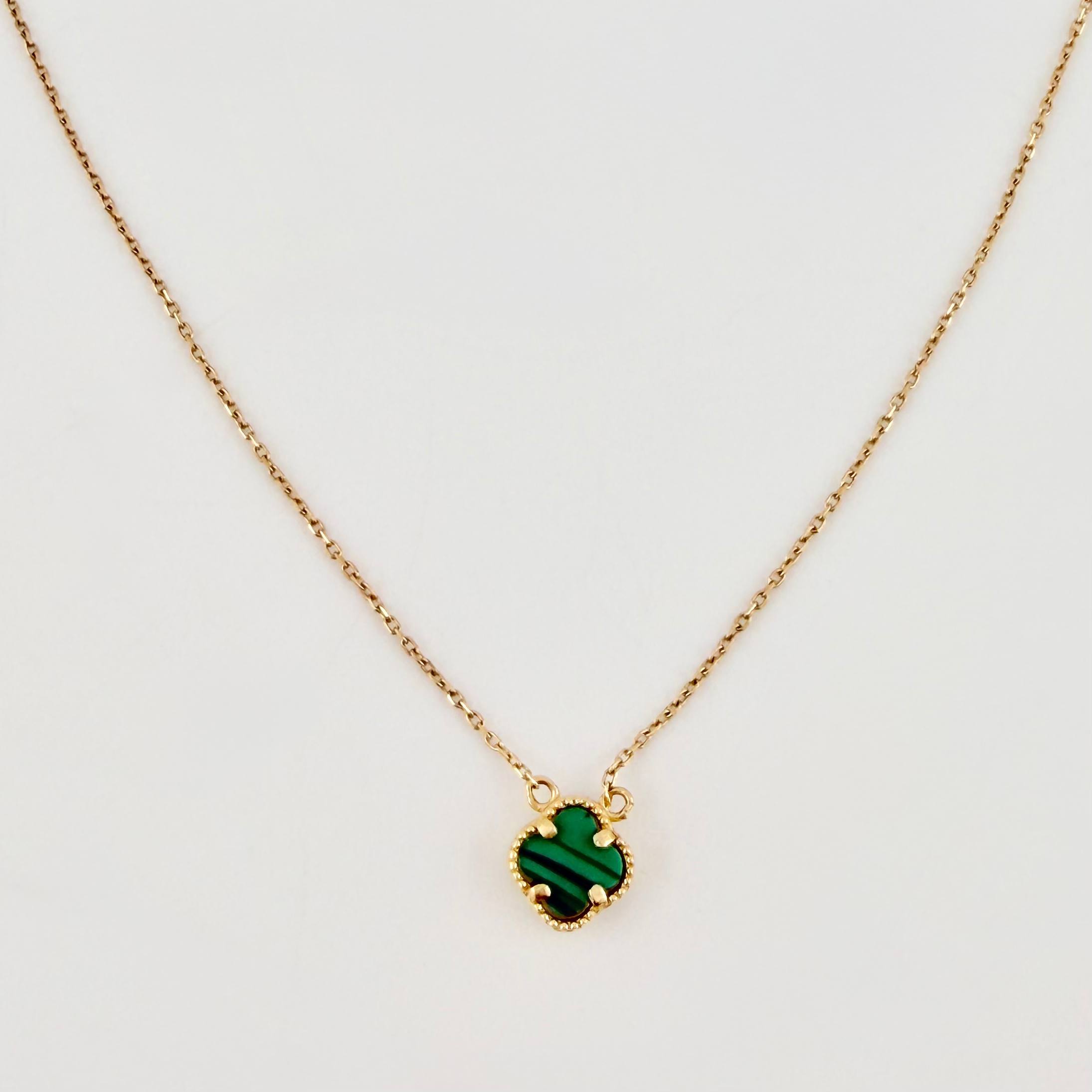 Cadena Aro Seguido Trebol Verde 3gr / 18 1/4 in / 0.9mm Oro Amarillo Nac.Esp. 18K ©