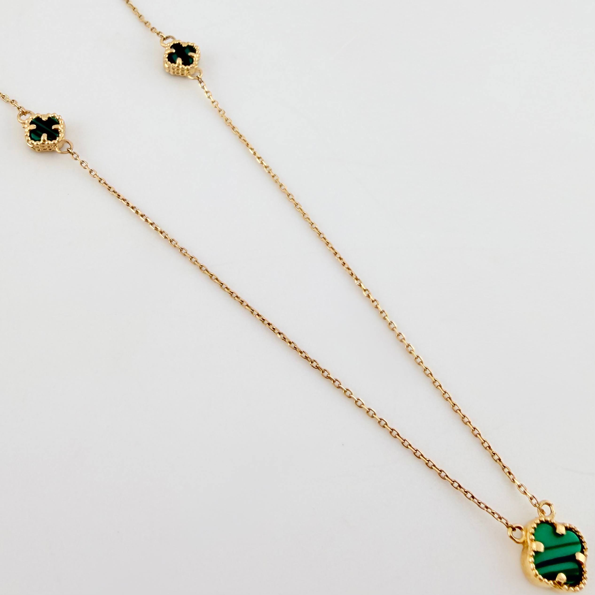 Cadena Aro Seguido Trebol Verde 3gr / 18 1/4 in / 0.9mm Oro Amarillo Nac.Esp. 18K ©