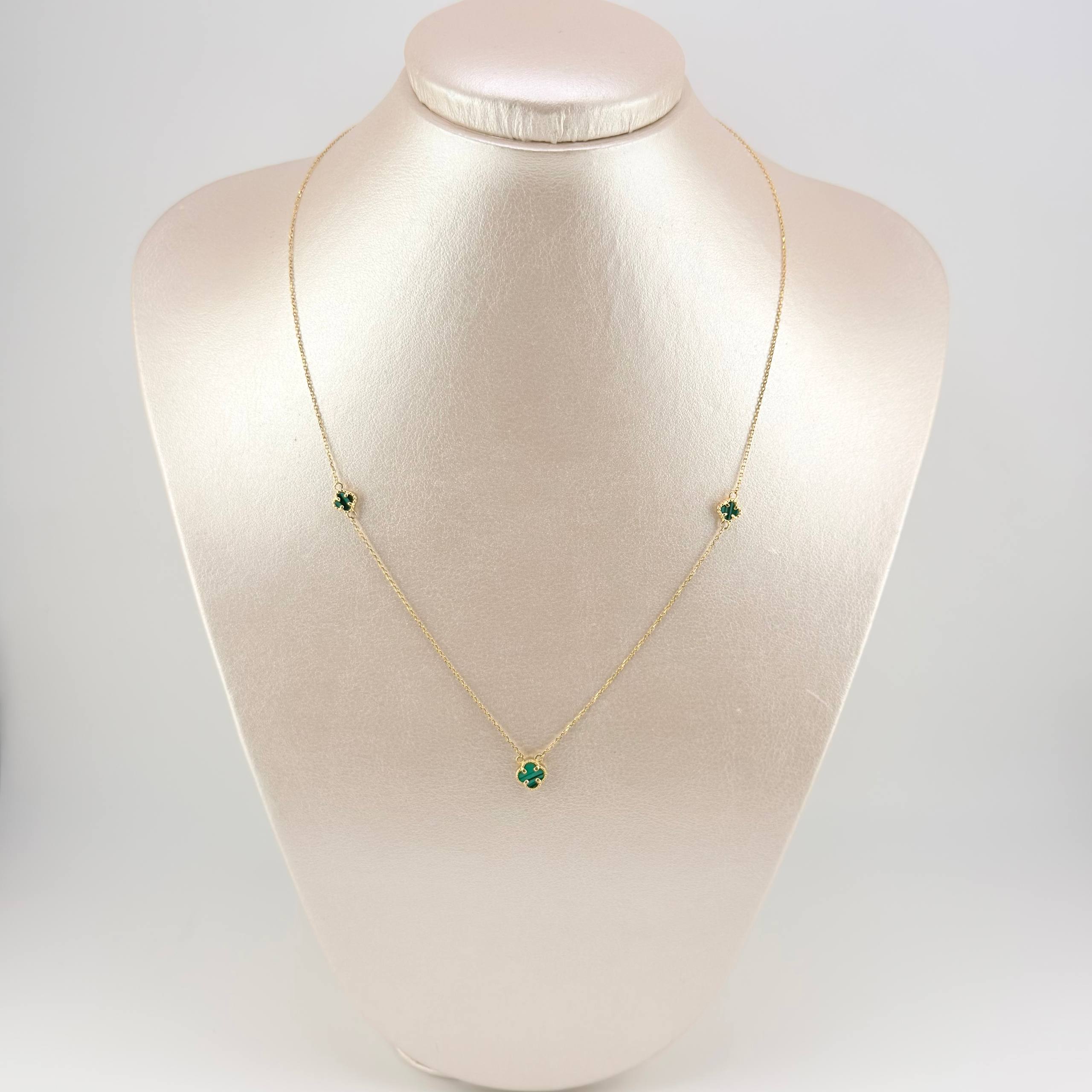 Cadena Aro Seguido Trebol Verde 3gr / 18 1/4 in / 0.9mm Oro Amarillo Nac.Esp. 18K ©