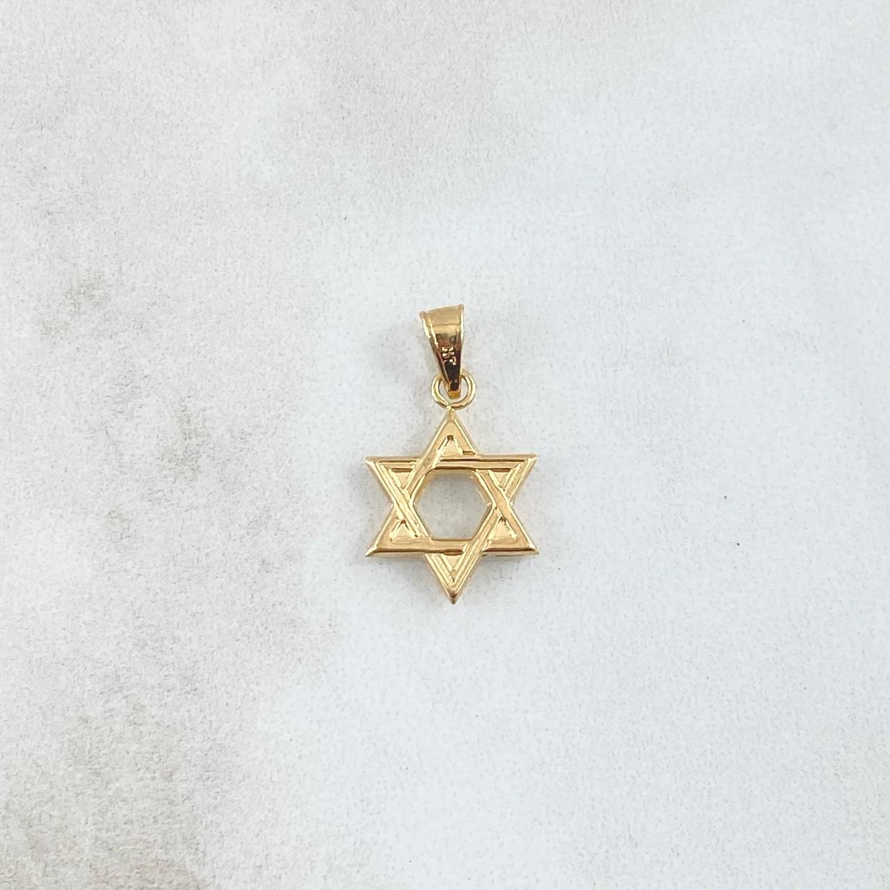 Pendant Star of David 0.55gr / 2cm / Striped 18K Yellow Gold